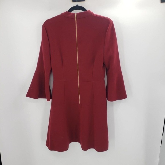 Rachel Zoe Califa Dress Womens Size 6 Burgundy Red Flared Sleeve Knit High Neck - Picture 14 of 15